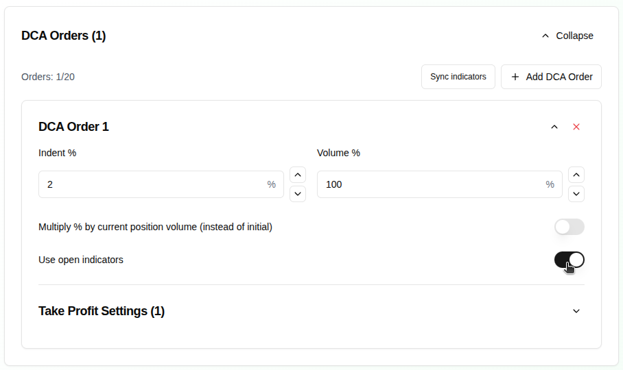 DCA use indicator signal